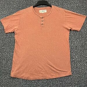 Mollusk Hemp Shirt Men Medium Orange Short Sleeve Henley M